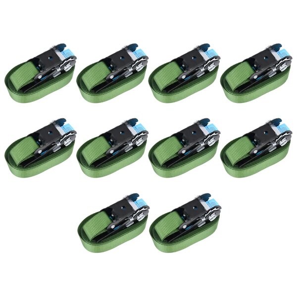vidaXL Sangles d’arrimage à cliquet 10 Pièces 800 daN 6 m Vert