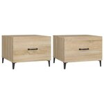 vidaXL Tables basses avec pieds en métal 2 Pièces Chêne sonoma 50x50x40cm