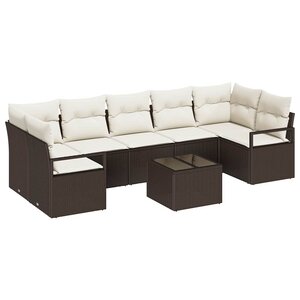 vidaXL Ensemble de canapé de jardin 8 Pièces Marron et Crème