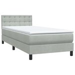 vidaXL Sommier à lattes de lit et matelas et LED gris clair 90x210 cm velours
