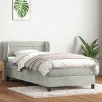 vidaXL Sommier à lattes de lit et matelas gris clair 90x210 cm velours
