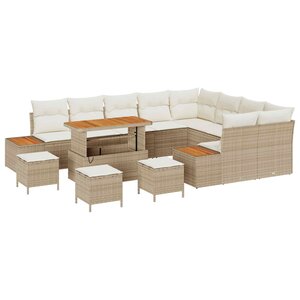vidaXL Ensemble de canapé de jardin avec coussin 13 Pièces Beige et crème