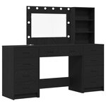 vidaXL Ensemble de Coiffeuse 3 Pièces avec LED en Bois d'Ingénierie Noir