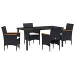 vidaXL Ensemble de Jardin 5 Pièces Noir Poly Rattan