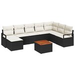 vidaXL Ensemble de canapé de jardin avec coussin 9 Pièces Noir Poly rotin