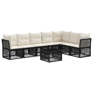 vidaXL Ensemble de canapé de jardin 8 Pièces Noir polyrotin