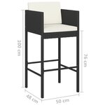 vidaXL Tabourets de bar lot de 2 avec coussins noir résine tressée