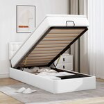 vidaXL Cadre de lit ottoman et matelas blanc pur 100x200cm similicuir