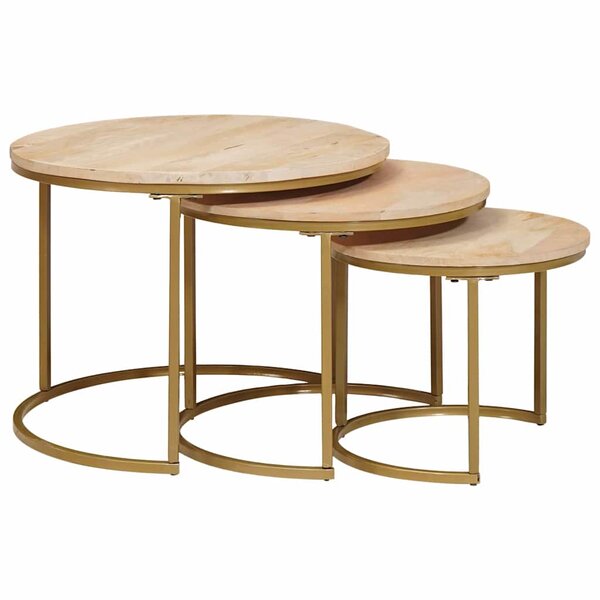 vidaXL Tables basses gigognes 3 Pièces Bois de mangue massif et acier