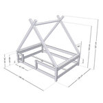 Lit Tipi enfant avec barrière bois massif gris 120 x 190 cm