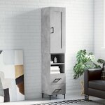 vidaXL Buffet haut Gris béton 34 5x34x180 cm Bois d'ingénierie