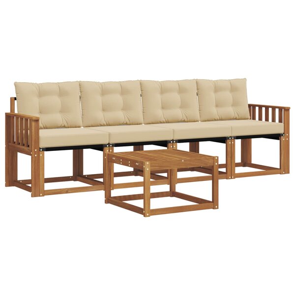 vidaXL Ensemble de canapés d'extérieur 5 pc Naturel et Beige