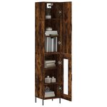 vidaXL Buffet haut Chêne fumé 34 5x34x180 cm Bois d'ingénierie