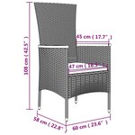 vidaXL Chaises de jardin avec coussins lot de 4 Résine tressée Gris
