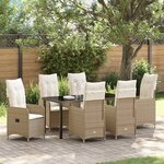 vidaXL Ensemble de salle à manger pour jardin 7 Pièces Beige Poly rotin