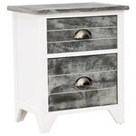 vidaXL Table de chevet 2 Pièces avec 2 tiroirs Gris et blanc