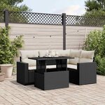 vidaXL Salon de jardin 5 Pièces avec coussins noir résine tressée