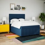vidaXL Sommier à lattes de lit avec matelas Bleu 140x200 cm Tissu