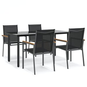 vidaXL Ensemble à manger de jardin 5 Pièces noir textilène et acier