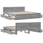 vidaXL Cadre de lit tête de lit sans matelas sonoma gris 200x200 cm