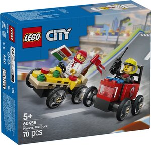 LEGO City - Ensemble de Bolides de Course : Camion de Pizza contre Camion de Pompiers - 60458