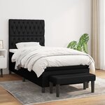 vidaXL Sommier à lattes de lit avec matelas Noir 90x190 cm Tissu