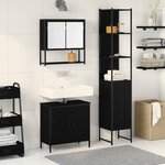 vidaXL Ensemble de mobilier de salle de bain avec étagère 3 Pièces Noir