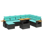 vidaXL Salon de jardin 9 Pièces avec coussins noir résine tressée