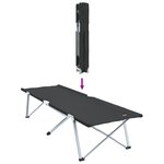 vidaXL Lits de camping pliants 2 Pièces avec sac de transport Noir Tissu Oxford 600D