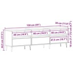 Meuble TV vidaXL Chêne Noir 150x30x44 5 cm Bois d'ingénierie