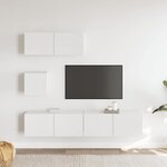 vidaXL Ensemble de meubles TV 4 Pièces Blanc Bois d'ingénierie