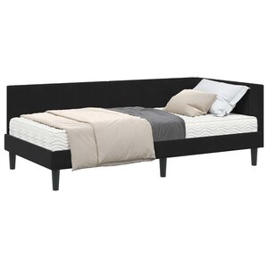 vidaXL Cadre de lit d'angle avec matelas 2 Pièces Noir Velours