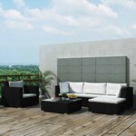 vidaXL Salon de jardin 6 Pièces avec coussins Résine tressée Noir
