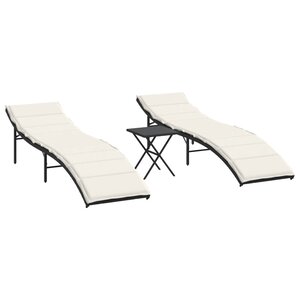 vidaXL Chaises longues lot de 2 avec table noir résine tressée
