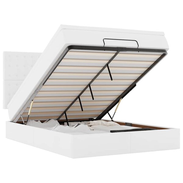 VidaXL Cadre de lit ottoman avec matelas blanc 140x200 cm similicuir