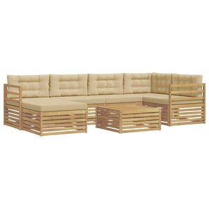 vidaXL Ensemble de canapés d'extérieur 7 pc Blanc et Beige