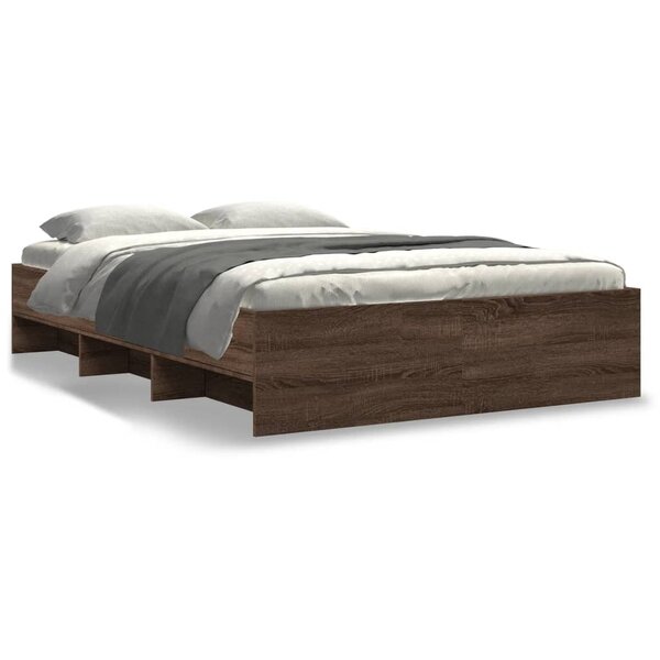 vidaXL Cadre de lit sans matelas chêne marron 135x190 cm