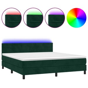 vidaXL Sommier à lattes de lit avec matelas LED Vert foncé 160x200 cm
