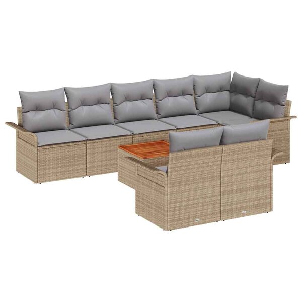 vidaXL Ensemble de canapé de jardin 9 Pièces Beige et Gris clair