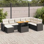 vidaXL Salon de jardin 9 Pièces avec coussins noir résine tressée