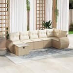 vidaXL Salon de jardin avec coussins 7 Pièces beige résine tressée