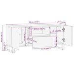 vidaXL Meuble TV noir 105x33x46 cm bois massif de manguier