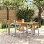 vidaXL Ensemble de salle à manger de jardin 5 pièces en bois massif d'acacia et métal