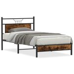 vidaXL Cadre de lit sans matelas chêne fumé 100x190 cm bois ingénierie