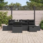 vidaXL Ensemble de canapé de jardin 6 Pièces Noir polyrotin