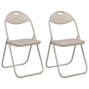 vidaXL Chaise pliante 2 Pièces Sable 48 x 43 5 x 81 cm Simili cuir