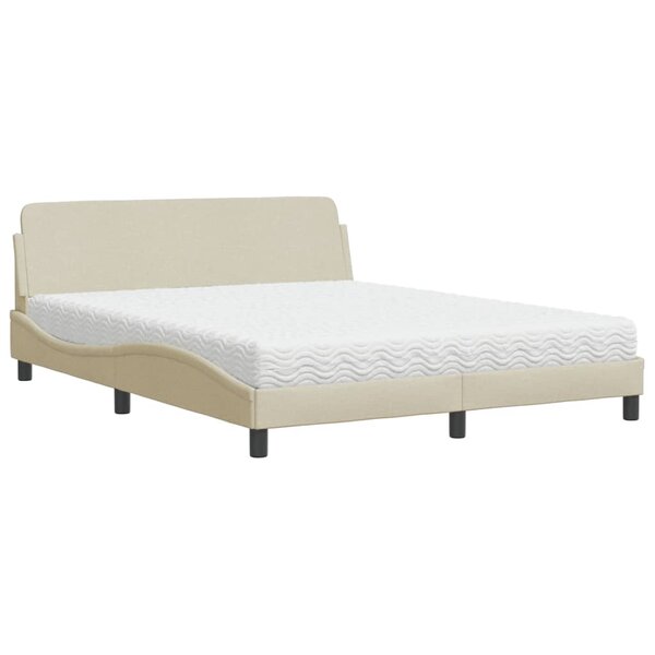 vidaXL Lit avec matelas crème 160x200 cm tissu