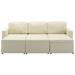 vidaXL Canapé-lit modulaire 3 places Crème Similicuir