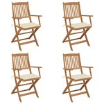 vidaXL Chaises pliables de jardin lot de 4 avec coussins Bois d'acacia