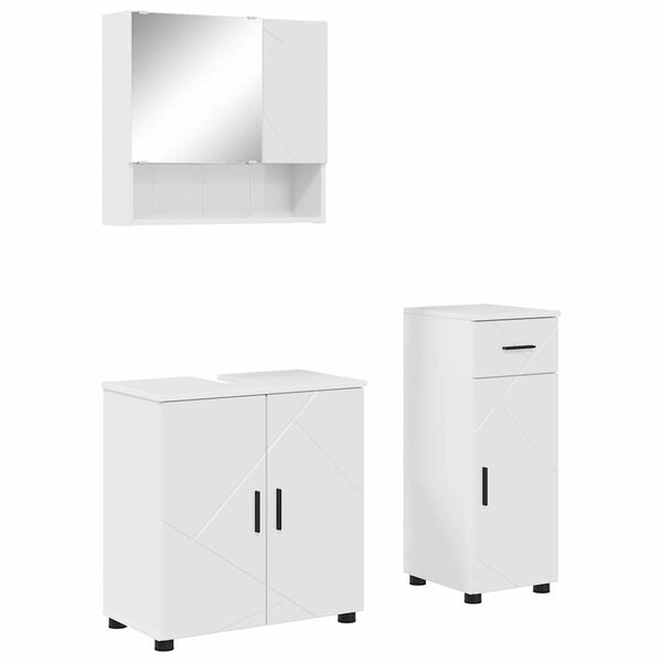 vidaXL Ensemble de mobilier de salle de bain 3 Pièces Blanc brillant